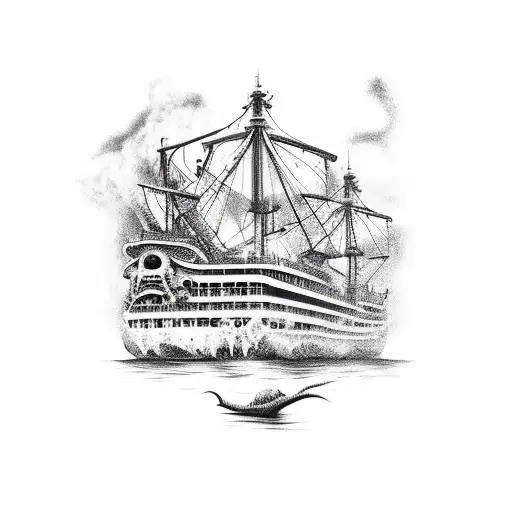 Ship Being Ripped Apart By A Kraken