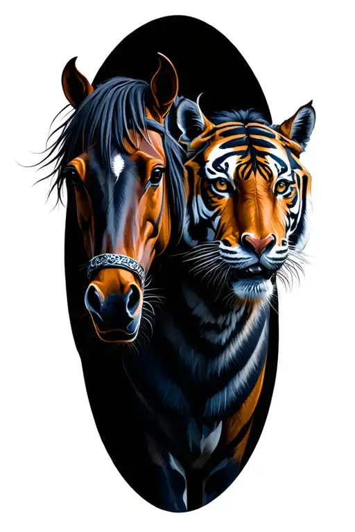 Chinese Horse And Tiger Bond Within The Family