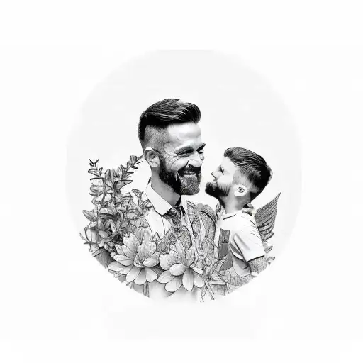 Garden Father And Son Working