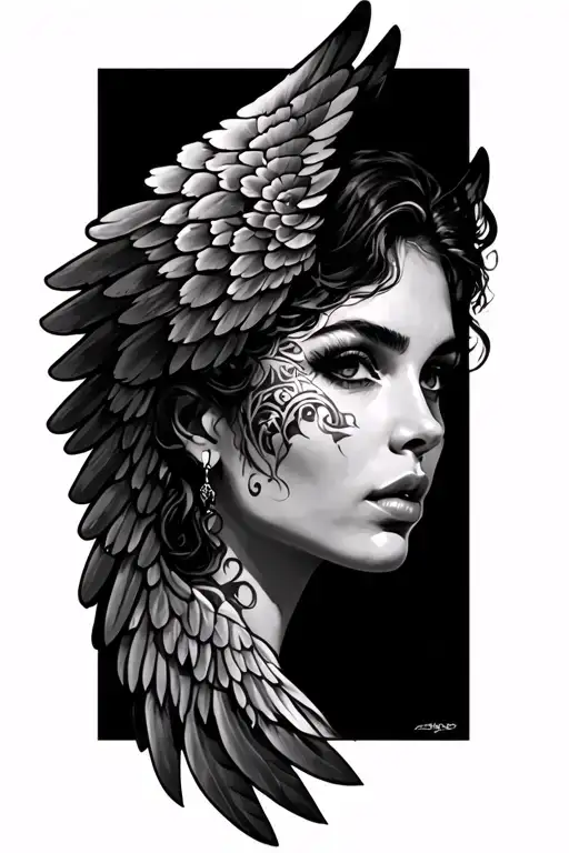 Full Wing With Female Face