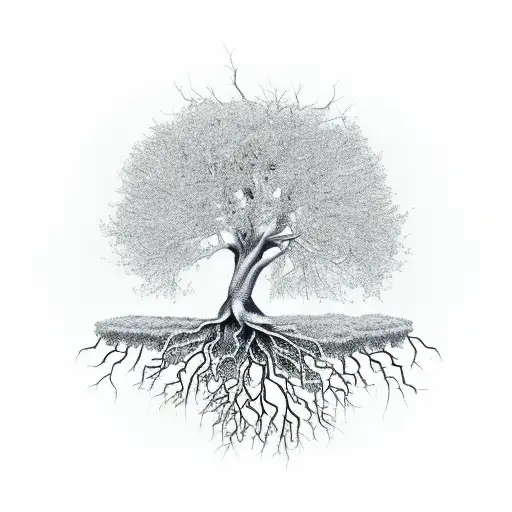 A Realistic Representation Of A Circuit Tree With The Roots As If It Were A Chip