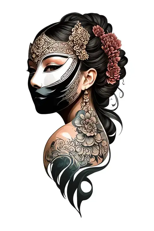 Woman With Samari Mask