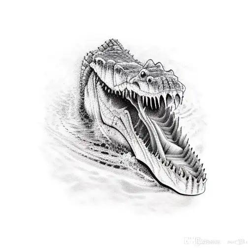 Crocodile Skeleton Swimming