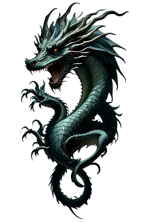 Dragon Intertwined With Women