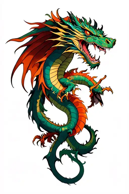 Dragon Intertwined With Warrior