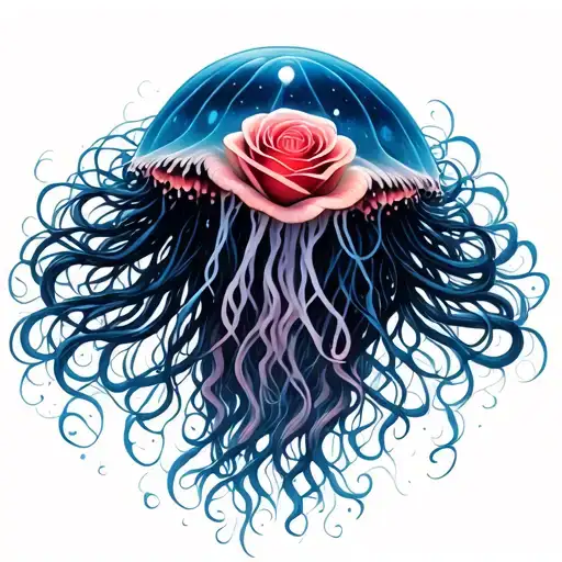 Jellyfish With Hair Snakes Crying With A Withered Rose