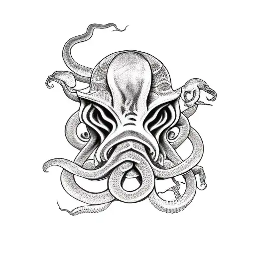 Cthulhu With Snake And Roses