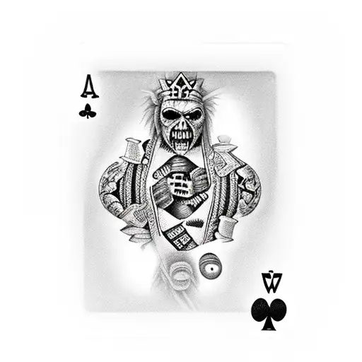 Iron Maiden Inside Of An Ace Of Hearts Playing Card