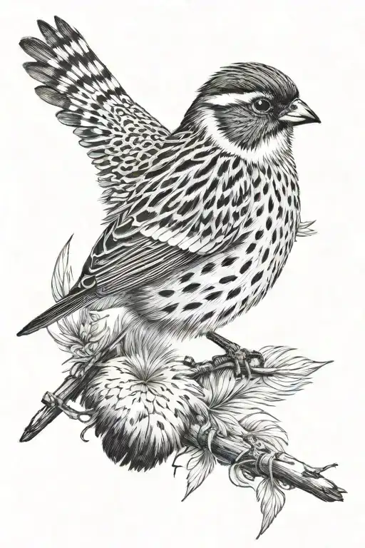 Sparrow Sat On A Pheasant Feather