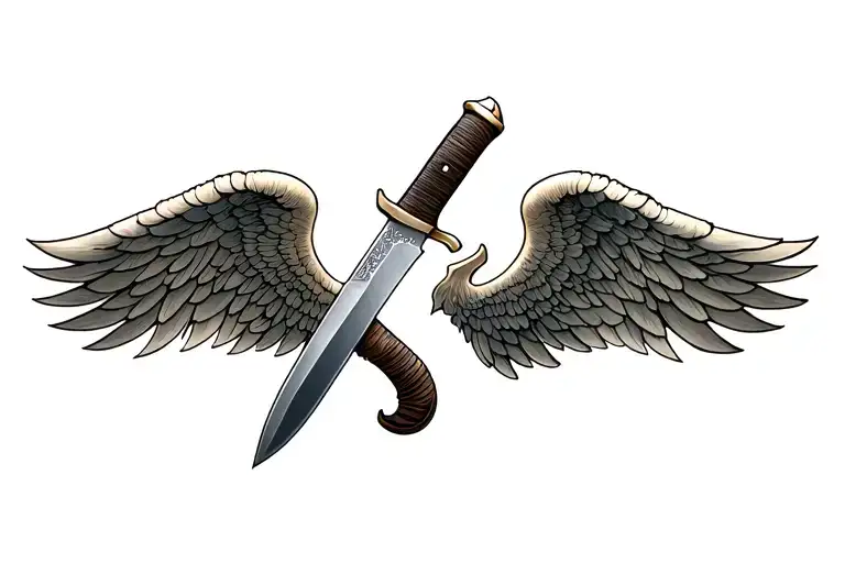 Two Knives And Wings Spread Wide