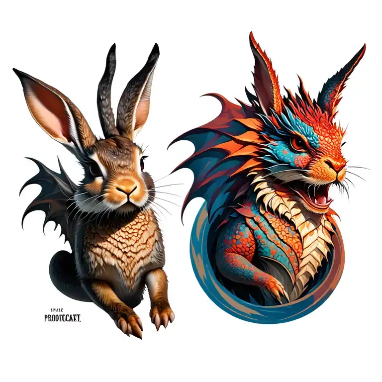 Mad Rabbit Right Side And Dragon Left Side Full Chest