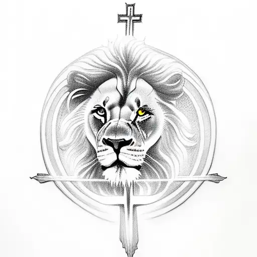 Lion With Cross And Jesus Praying