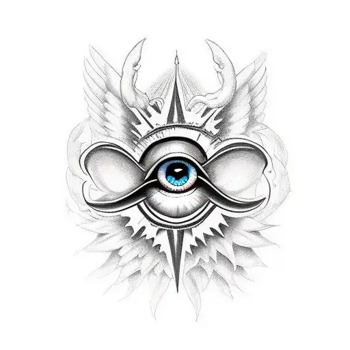 Evil Eye With Devil Wings And Tail