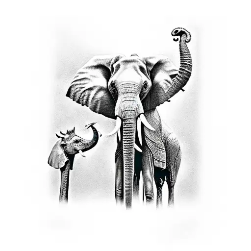 Elephant And Giraffe With A Cross