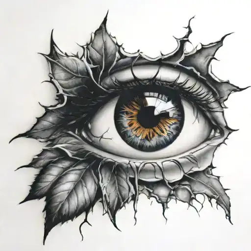 Eye Looking From A Crack Rose Growing