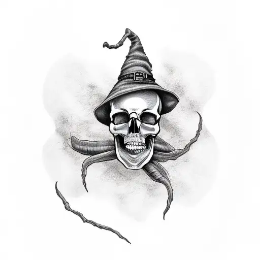 Skull With Witch Hats