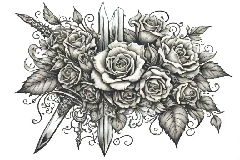 Sword Going Threw Flowers