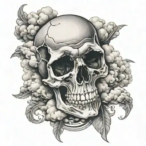 Sinister Skull With Clouds