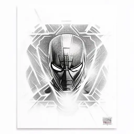 A Black-grey Tattoo Of A Marvel Superhero In Action