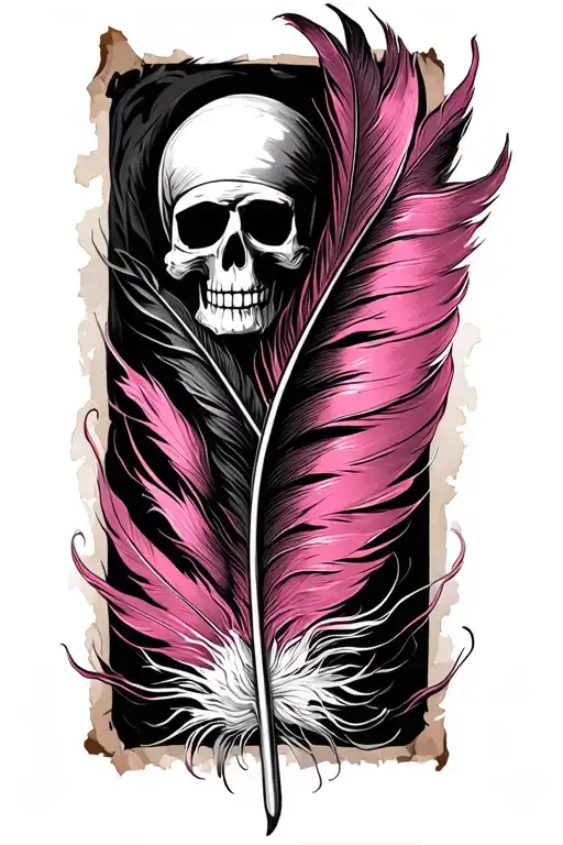 Pink Pirate Parchment Pen Feather Noir Et Blanc