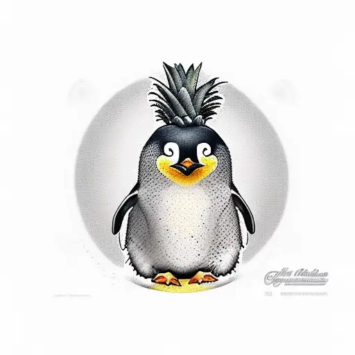 Penguin With Pineapple Drink