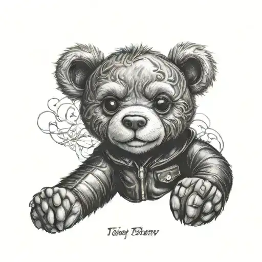 Teddy Bear Wearing A Black Leather Jacket