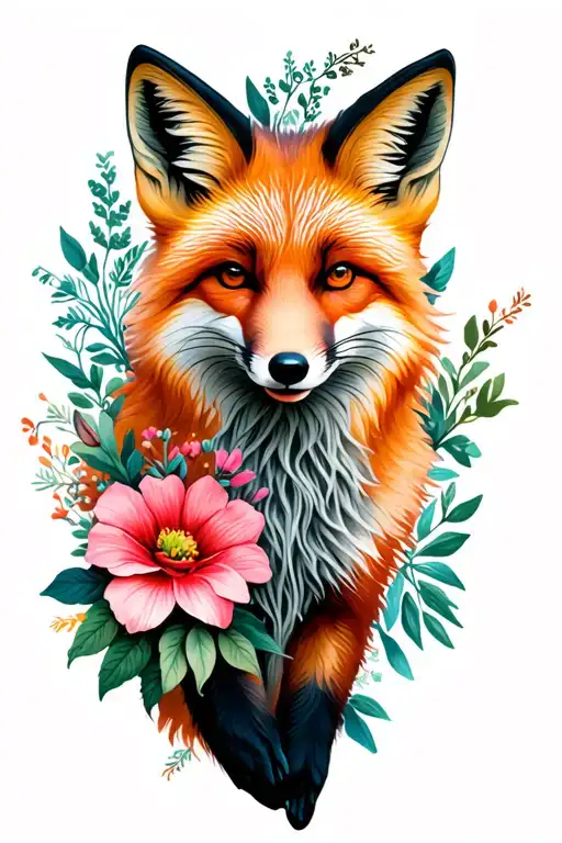 Fox With Flowers
