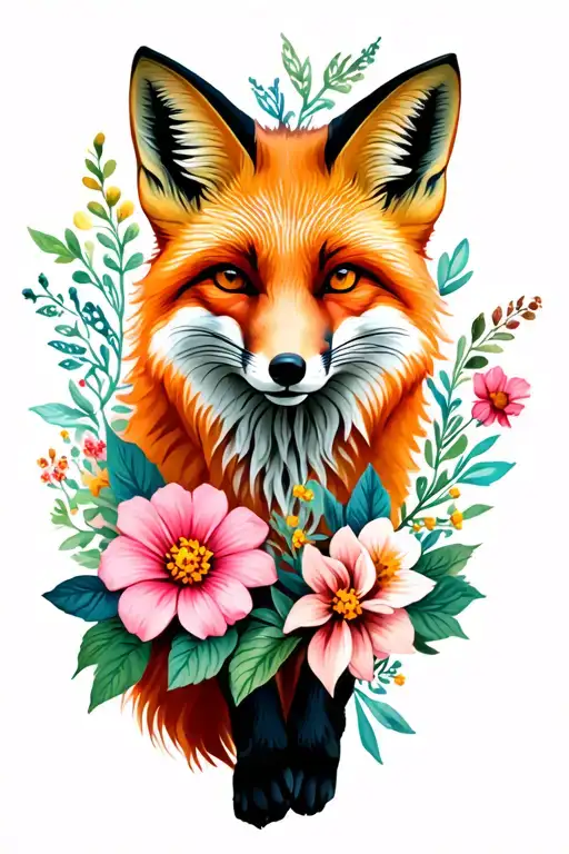 Fox With Flowers