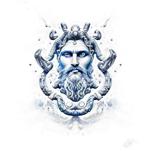 Poseidon With A Stunning Coral Background