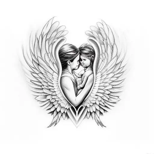 Motherly Love Depicted With A Heart And Wings