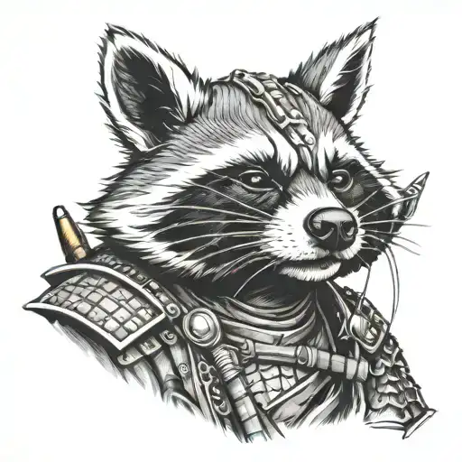Raccoon Samurai Warrior