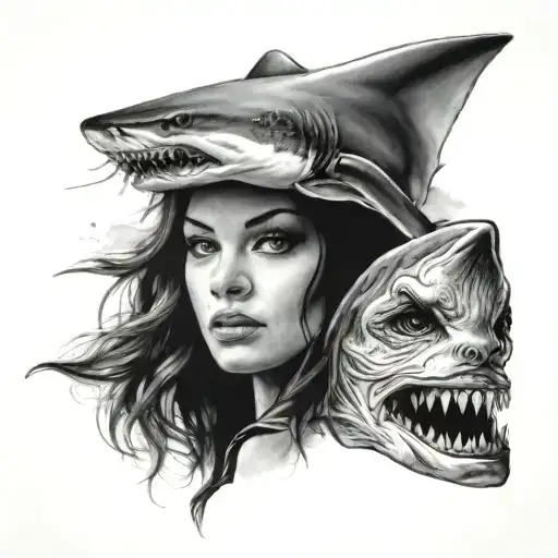 Shark And Lady Head