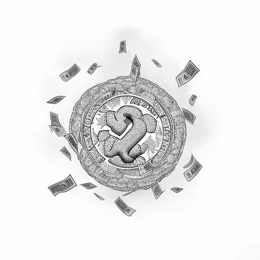 Money Tree With Dollar Bills Falling Of