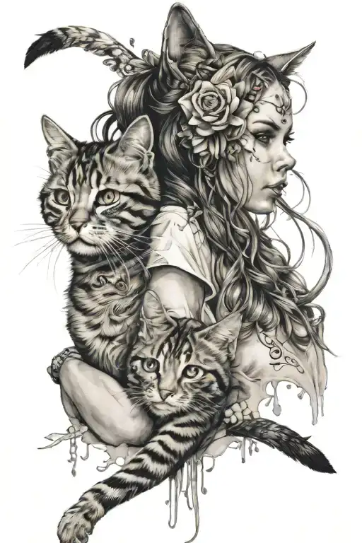 Cat And Girl