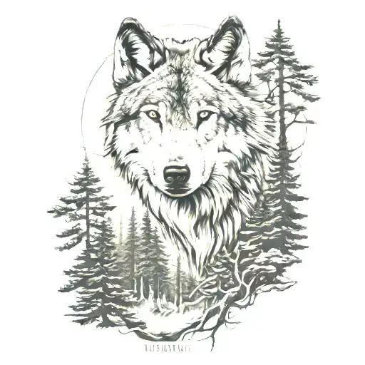 Wolf And Trees