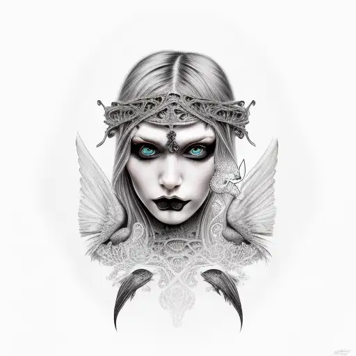 Gothic Cute Girl With A Raven