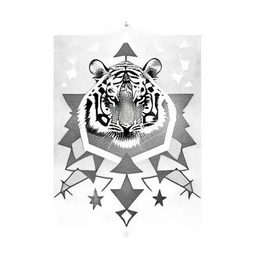 A Boy And A Tiger Looking Up At The Stars