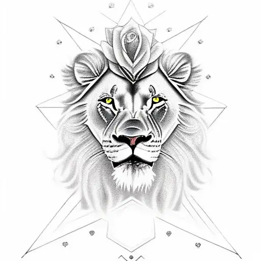 Lion With Illuminati And Rose