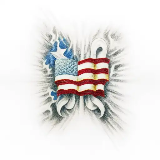 American And Italian Flag Ripping Through Skin