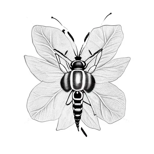 Four Leaf Clover With A Bee On One Leaf