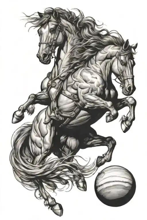 Horse Rearing Against Saturn