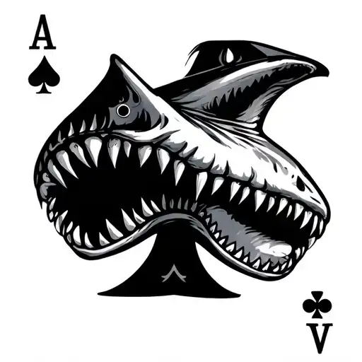 Pocket Ace Poker Card With Shark Teeth In The Background
