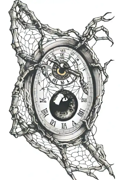 Clock Eye Spider Weaving A Web