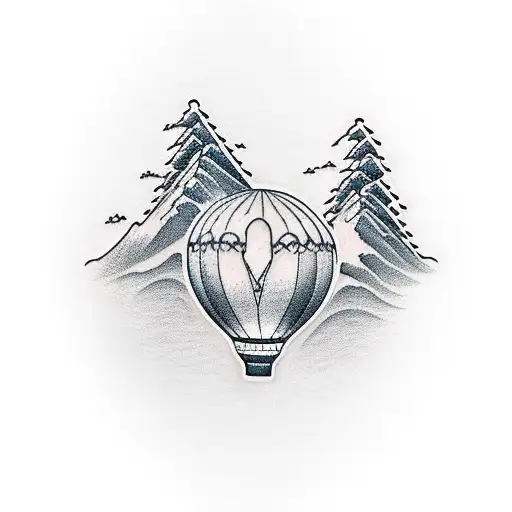 Mountain Range Sleeve With Hot Air Balloon