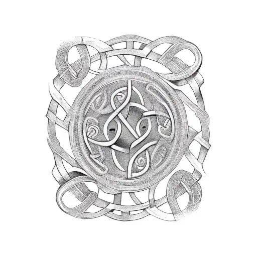 Celtic Knot With Musical Notes And Piano Keys