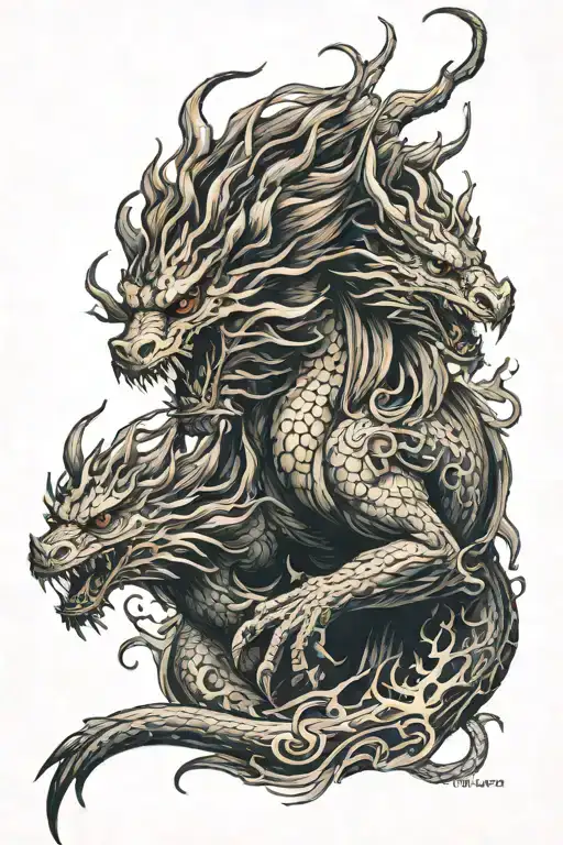 A Throw With A Fiery Mane And A Small Fiery Dragon