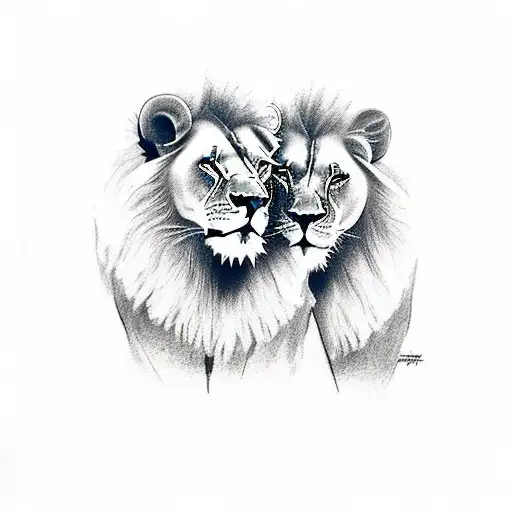 Two Lions In The Sunset