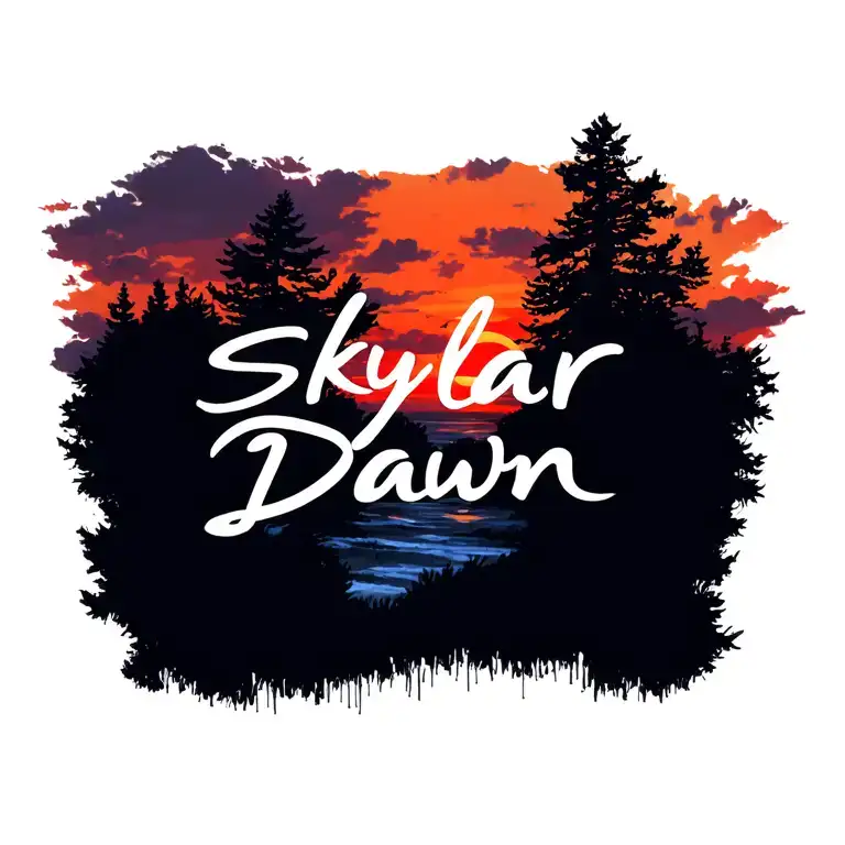Sunrise And Dawn Sky With The Name Skylar Dawn Spelled In The Orange And Red And Colorful Sky