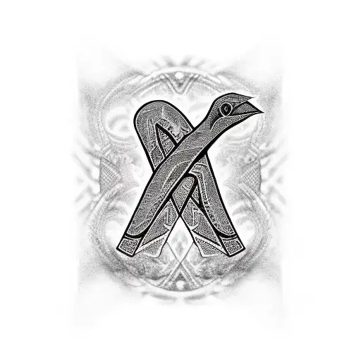 Ankh Symbol With Black Mamba Loosely Wrapped Around It