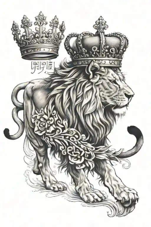 Lion Walking Wearing A Crown